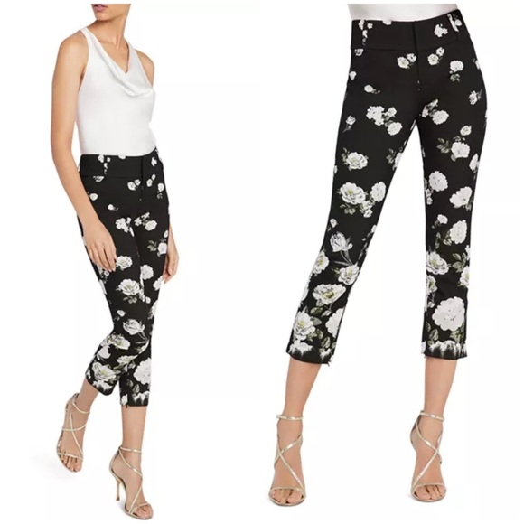 Alice+Olivia Slim Ankle Floral Black Cropped Classy Timeless Modest Pants W31” - Picture 3 of 14
